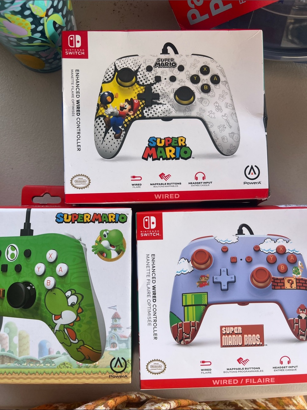 Super Mario Wired Nintendo Switch Controller - White/Black BUNDLE